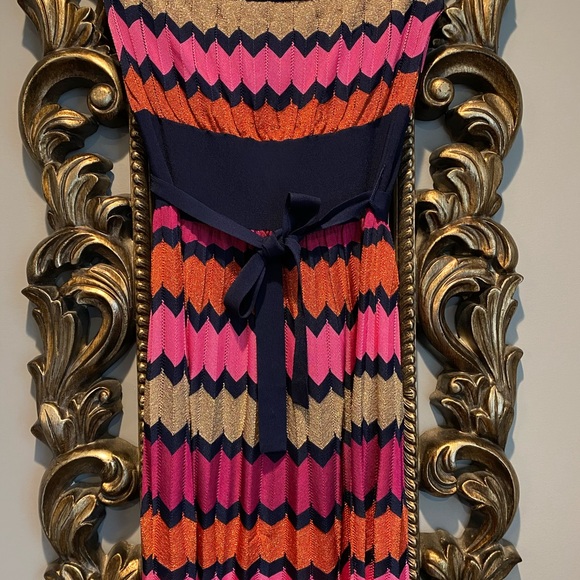 Laundry Shelli Segal Pink Chevron Dress Strapless - Picture 3 of 6